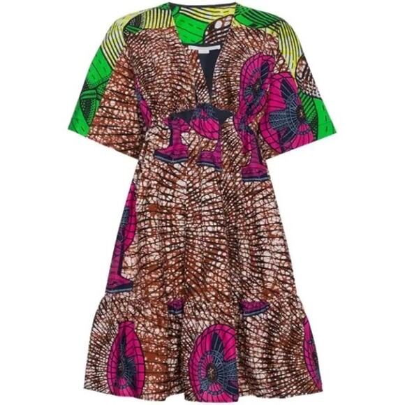 Stella McCartney Patterned Gabrielle mini dress cut out back sz IT 46 / US 12 - Picture 3 of 15